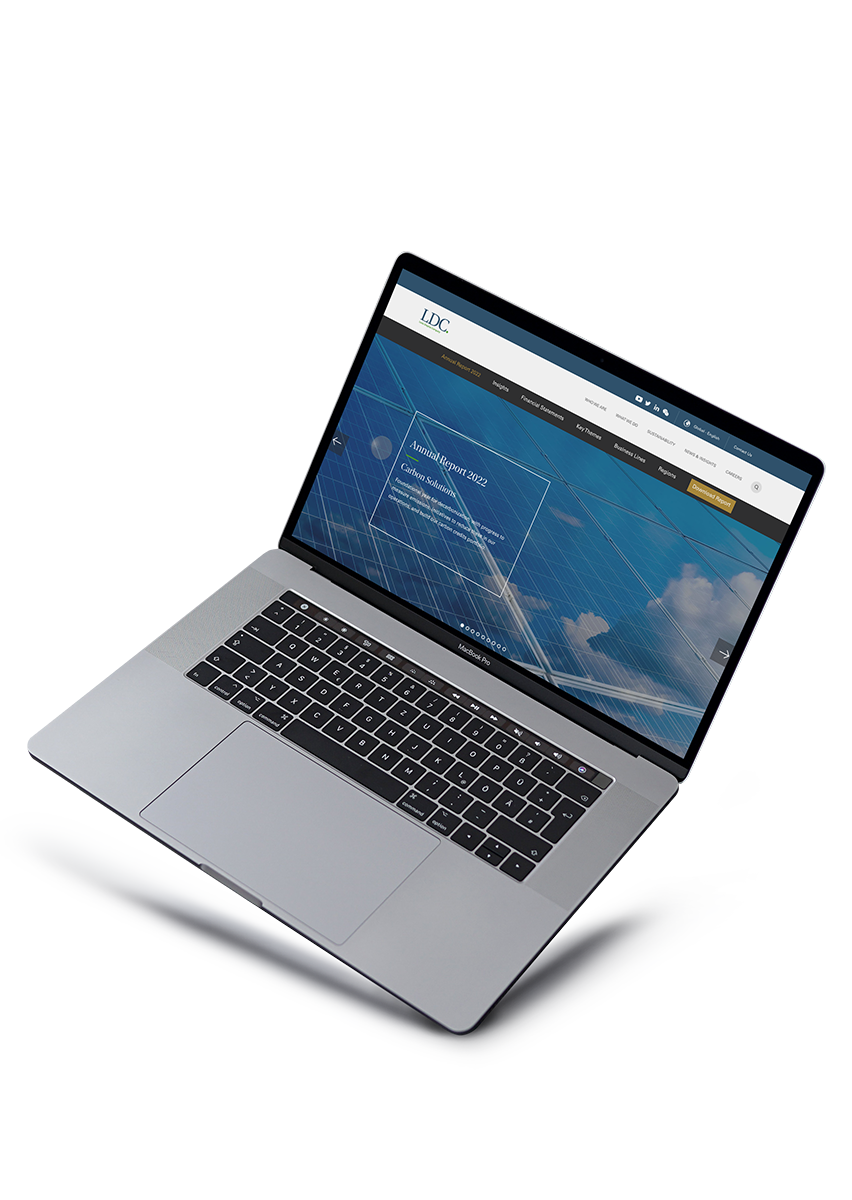 Laptop screen showing LDC's Annual Report 2022