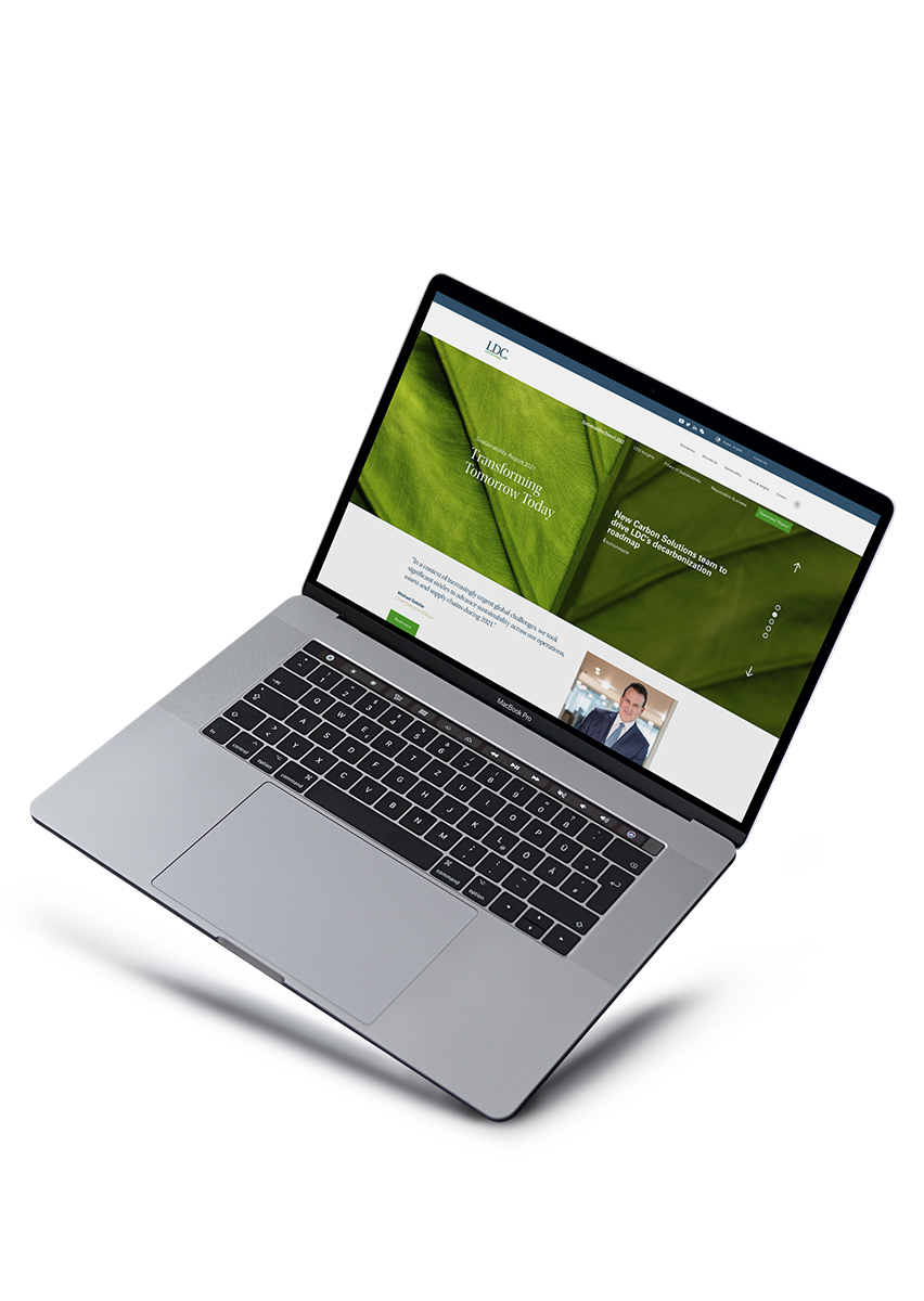 Sustainability Report 2021 shown on laptop